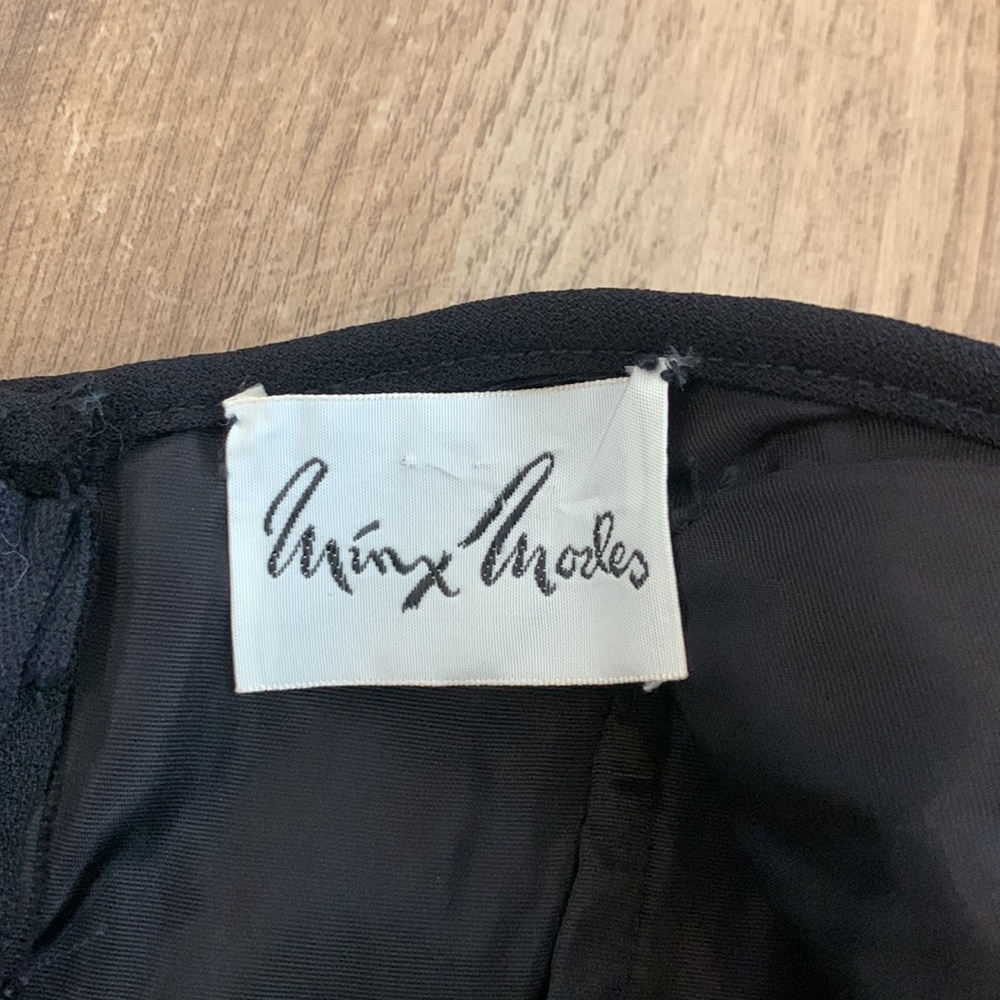 Minx Modes Vintage Rosettes Smocked Chiffon Little Black Dress LBD XS - Picture 11 of 13